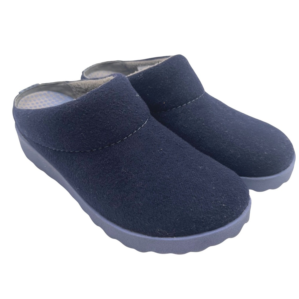 Dansko Lucie Clog Slippers Navy Blue Wool Blend Mule Shoes EU 37 6.5-7